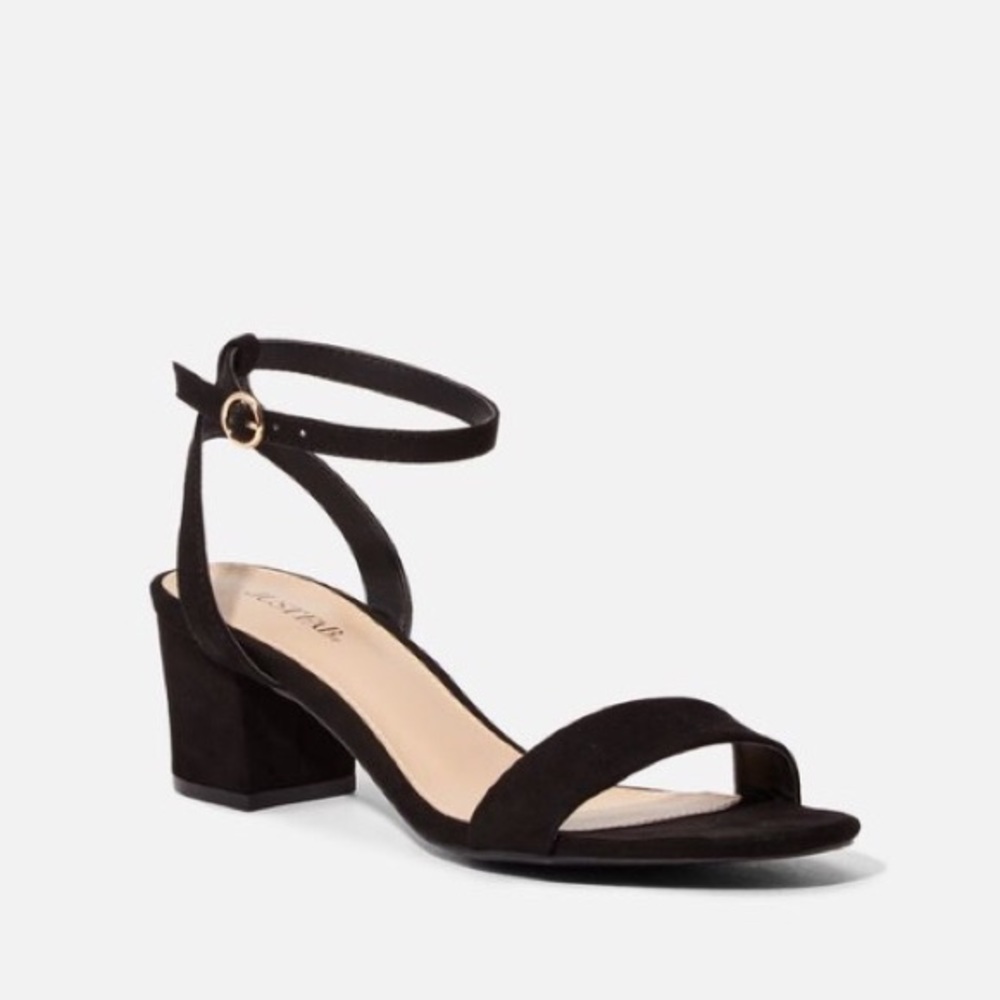 NWT JustFab Black Block Heel Sandals Size 8.5 - Picture 1 of 5